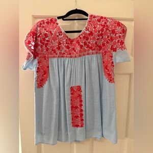 J. Marie embroidered flutter sleeve top